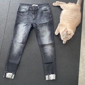 KanCan low-mid rise black/grey jeans with distressing